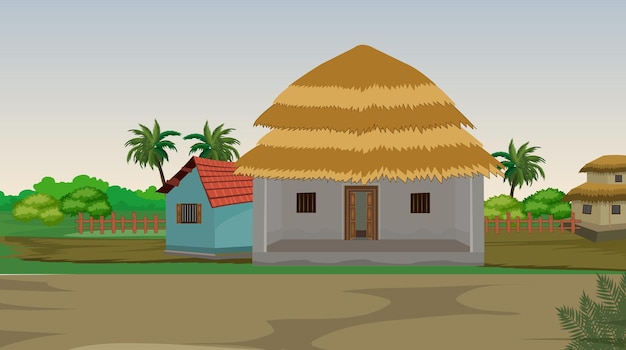 Vector illustratie van indian house vector artvillage houseindian village achtergrond voor cartoon