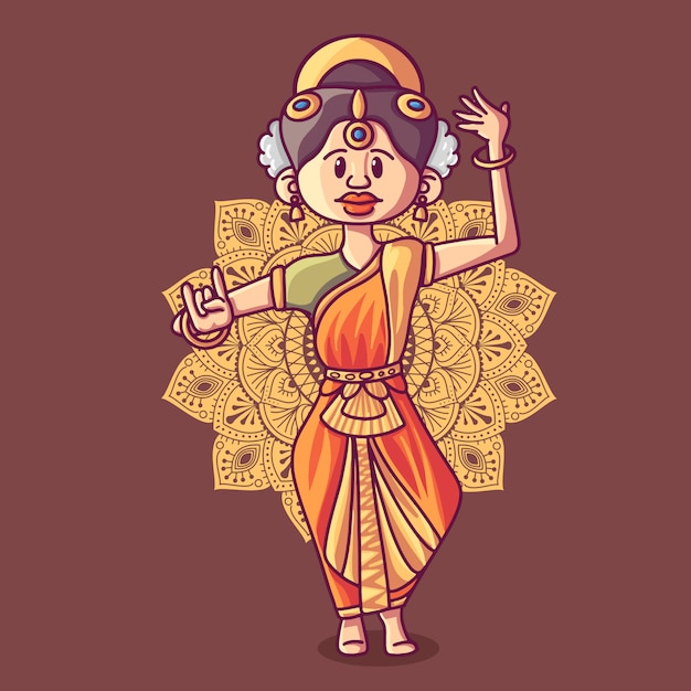 Vector illustratie van indiase bharatnatyam dansvorm