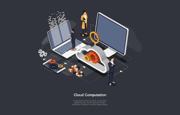 Illustratie van Information Cloud Computation Concept.