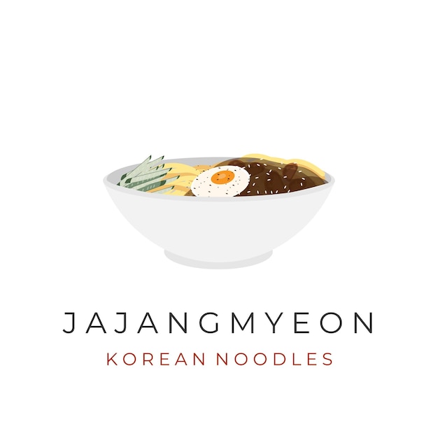 Illustratie van Jajangmyeon Koreaanse zwarte noedels in een kom