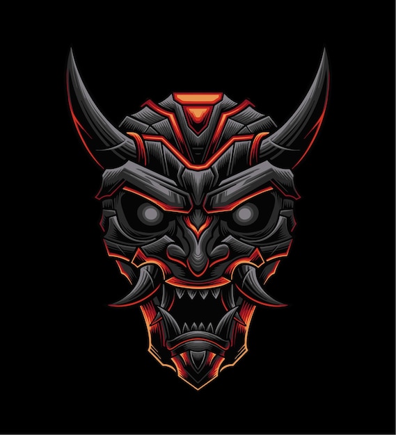 Illustratie van Japans demon oni-maskerontwerp