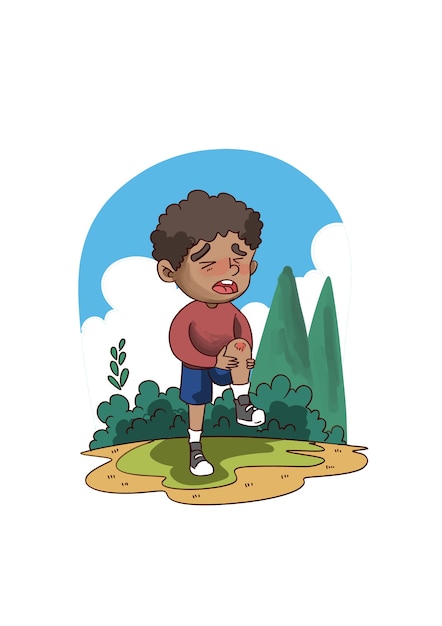 Illustratie van jonge jongen huilen en schreeuwen