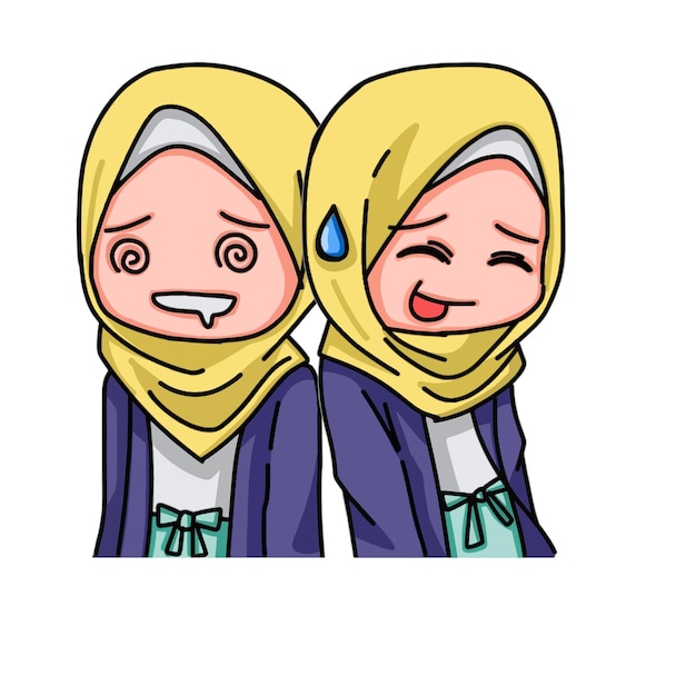 Illustratie van jonge moslimvrouwen die hijaab dragen