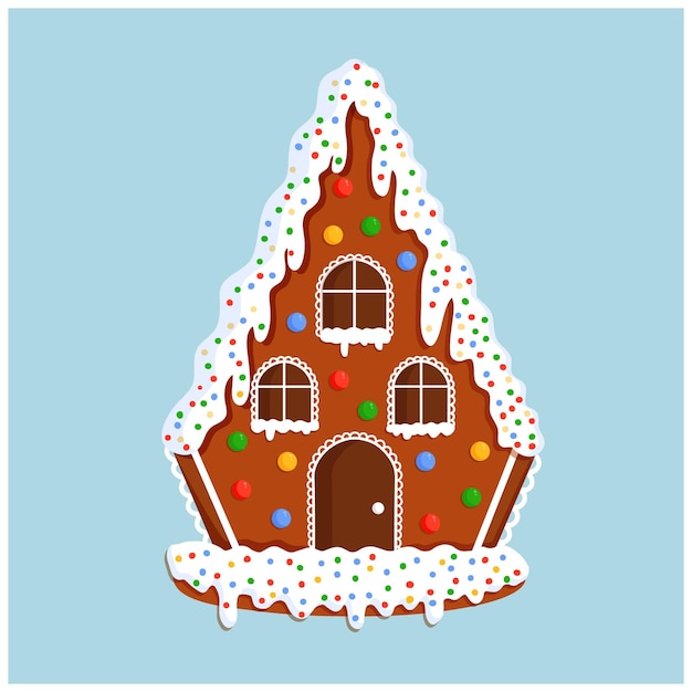 Illustratie van kerst peperkoek huis met snoep voor ansichtkaart spandoek poster en website