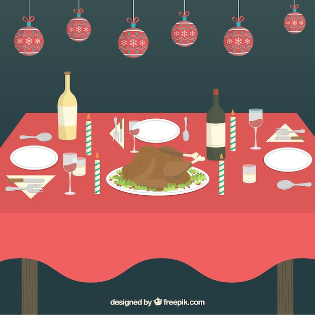 Vector illustratie van kerst tafel