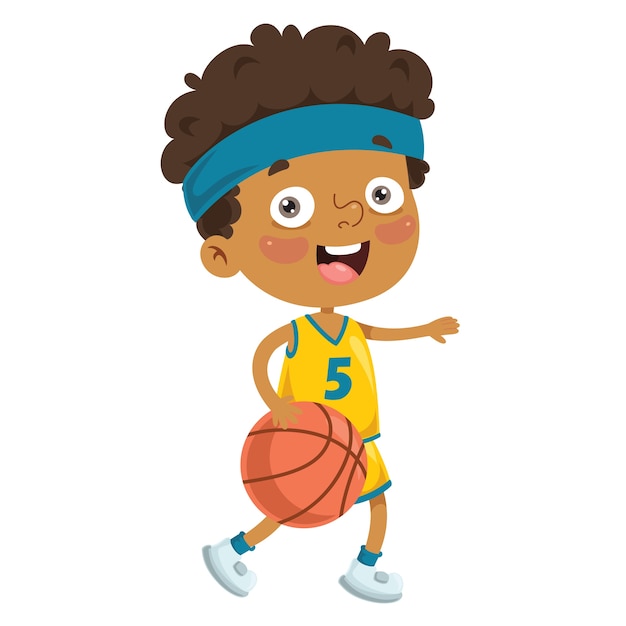 Vector illustratie van kid playing basketball