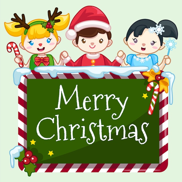 Vector illustratie van kids chritmas greetings