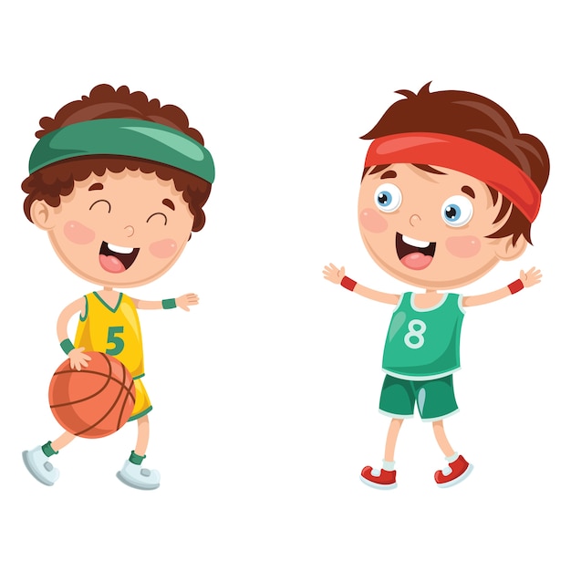 Illustratie van kinderen spelen basketbal