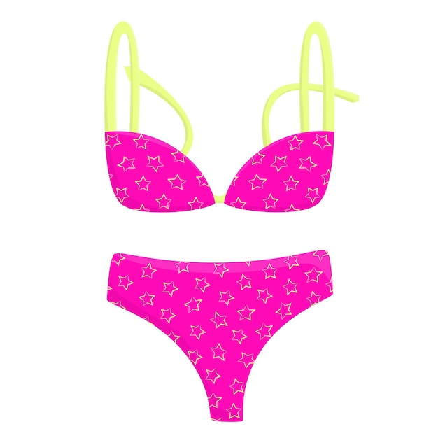 Illustratie van kleurrijk dameszwempak Vrouw roze bikini Vector