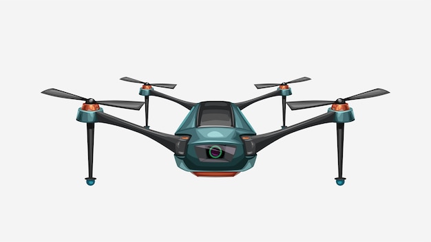 Illustratie van kleurrijke moderne vooraanzicht drone geïsoleerd op wit