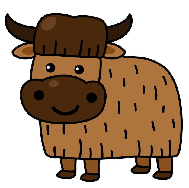 Illustratie van kleurrijke stripfiguur yak