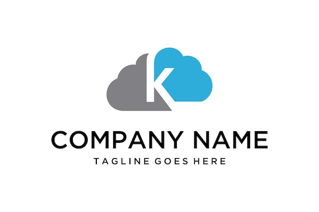 Illustratie van lijntekeningen het teken K wordt een modern cloud-logo-ontwerp