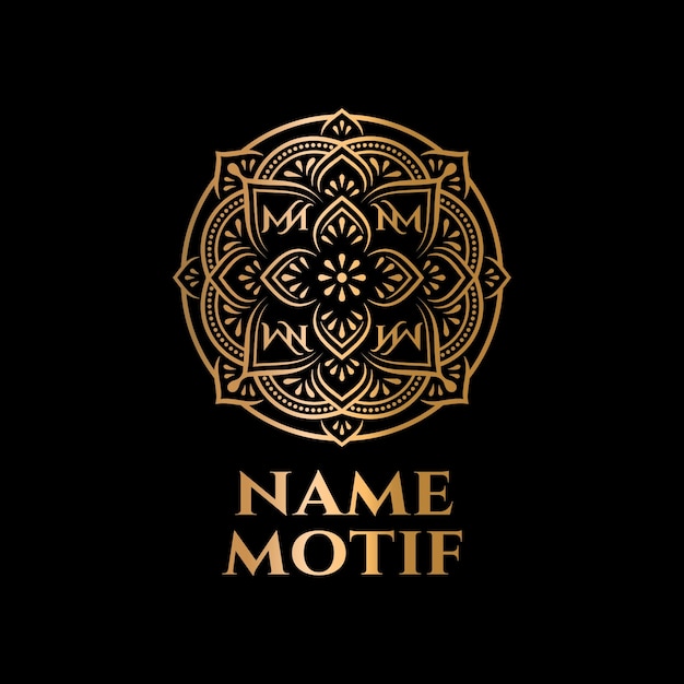 Illustratie van logo-ontwerp mandala-motief met luxe gouden kleur