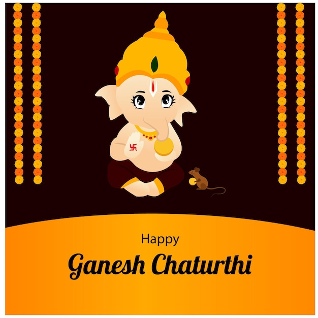 Illustratie van Lord Ganpati-achtergrond voor Ganesh Chaturthi-festival in India