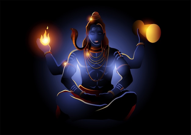 Illustratie van Lord Shiva, Indiase hindoe-god