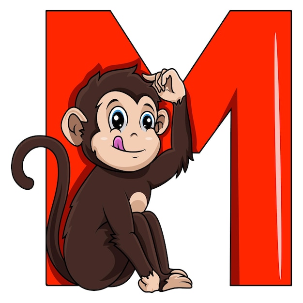 Illustratie van m-letter voor monkey