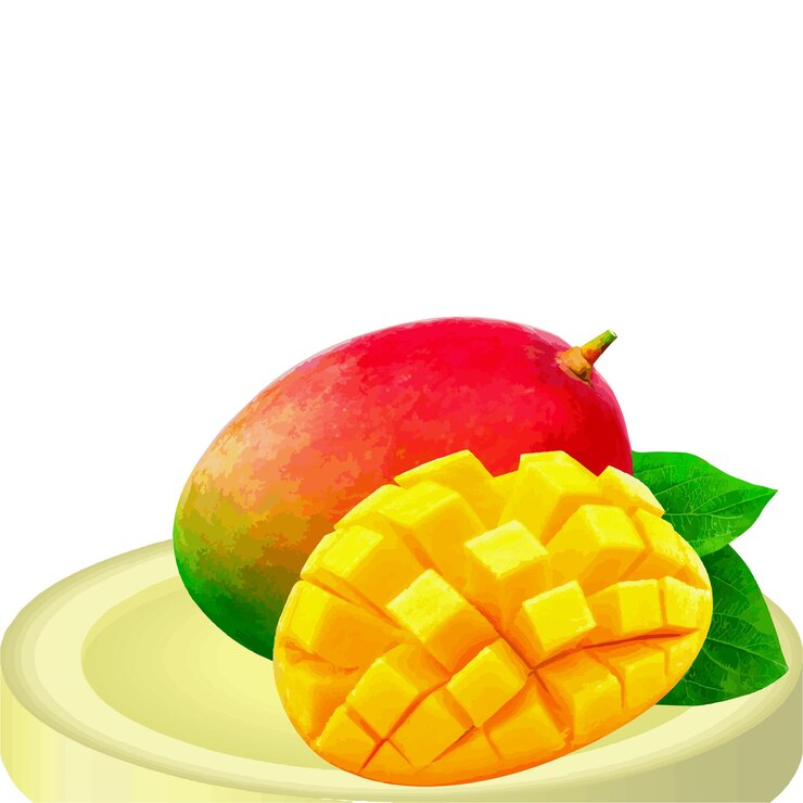 Vector illustratie van mangofruit op een bord