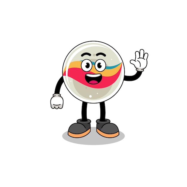 Illustratie van marmeren speelgoedmascotte als astronoom