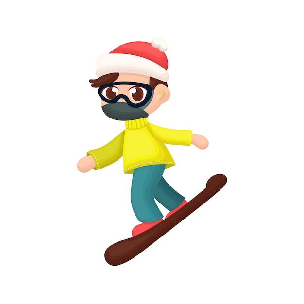 Illustratie van mensen die snowboard spelen met cartoonstijl