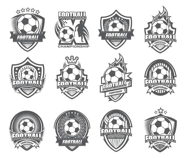 Vector illustratie van moderne zwart-wit voetbal symboolset