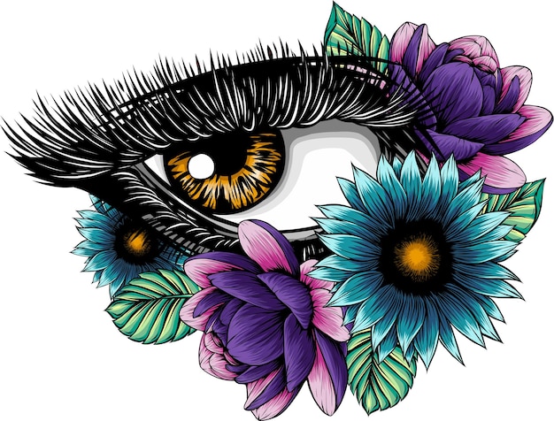 illustratie van mooi oog met bloem