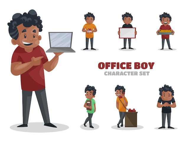 Illustratie van office boy character set