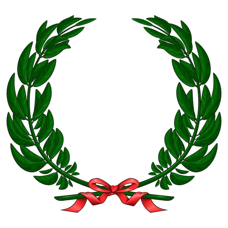 Vector illustratie van olijfkrans gebonden met rood lint