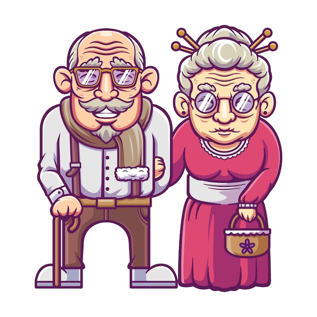 Vector illustratie van opa en oma