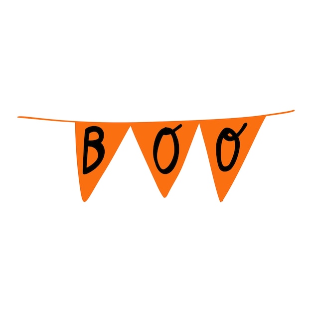 Vector illustratie van oranje vlag met boe-tekst op witte achtergrond