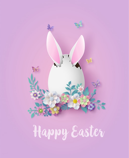 Illustratie van Pasen-dag met ei en konijn
