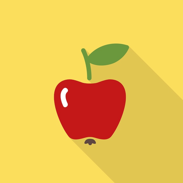 Illustratie van platte appelpictogram met schaduw