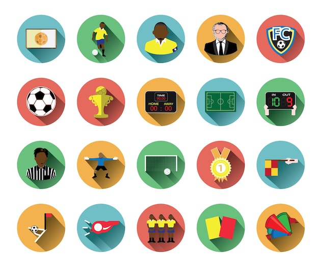 Illustratie van platte voetbal iconen set