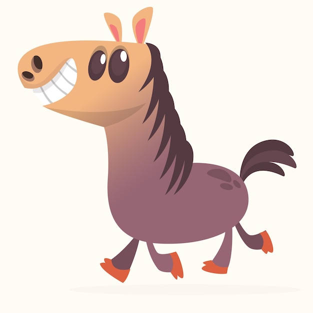 Illustratie van rasechte kastanje paard cartoon vector paard karakter geïsoleerd