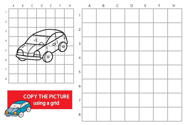 Vector illustratie van rasterkopie afbeelding educatief puzzelspel met doodle auto