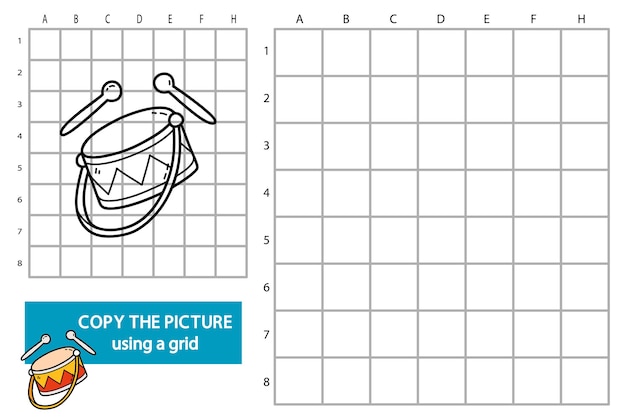 Vector illustratie van rasterkopie afbeelding educatief puzzelspel met doodle drum