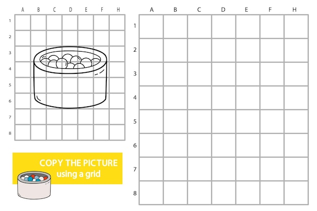 Illustratie van rasterkopie foto educatief puzzelspel met doodle ballenbad