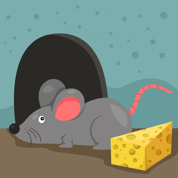 Illustratie van rat en thuis