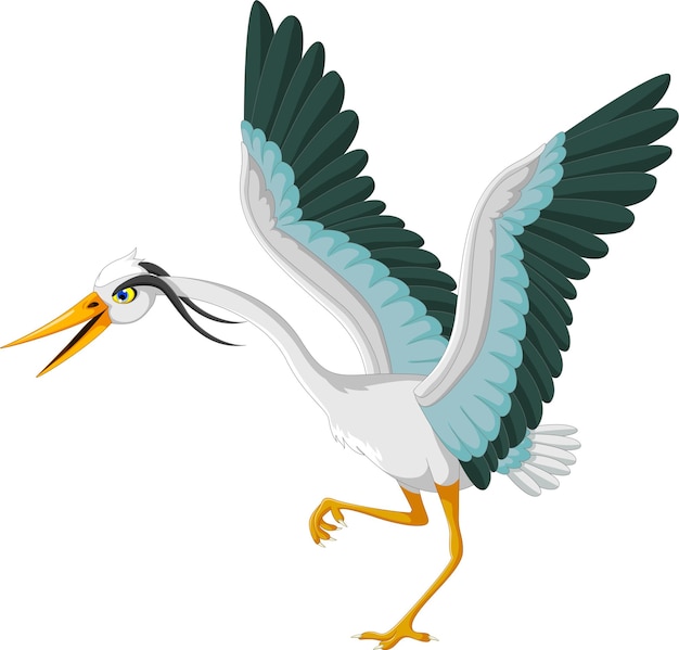 illustratie van reiger cartoon poseren