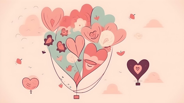 Illustratie van roze hart of liefde vorm vlinder en bloem ornament design element achtergrond Valentijnsdag verjaardag huwelijksverjaardag aanwezig of speciale romantische paar groeten
