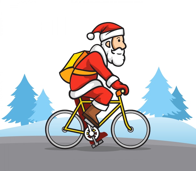 Illustratie van santa claus rijden racefiets