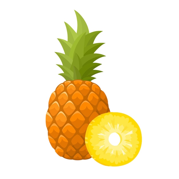 Illustratie van sappige biologische ananas geïsoleerd