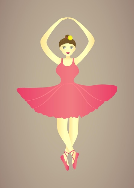 Illustratie van schattige ballerina in roze jurk