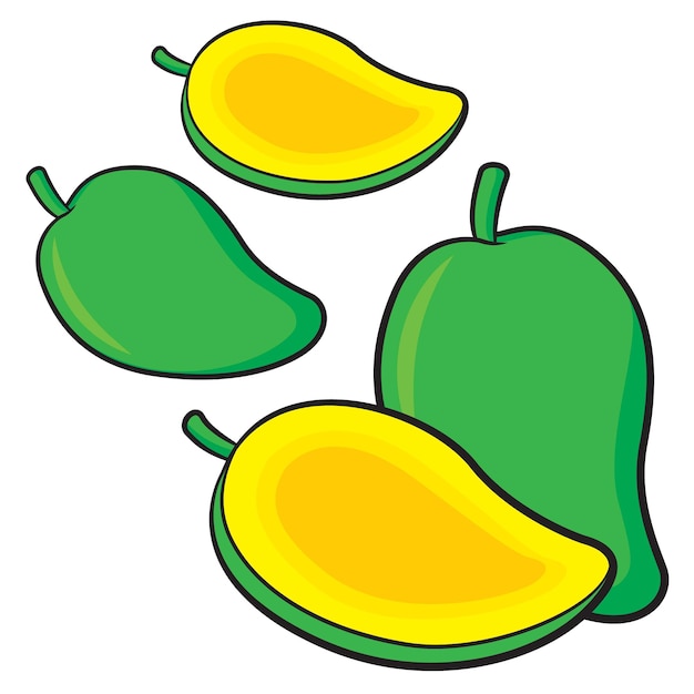 Illustratie van schattige cartoon mango set
