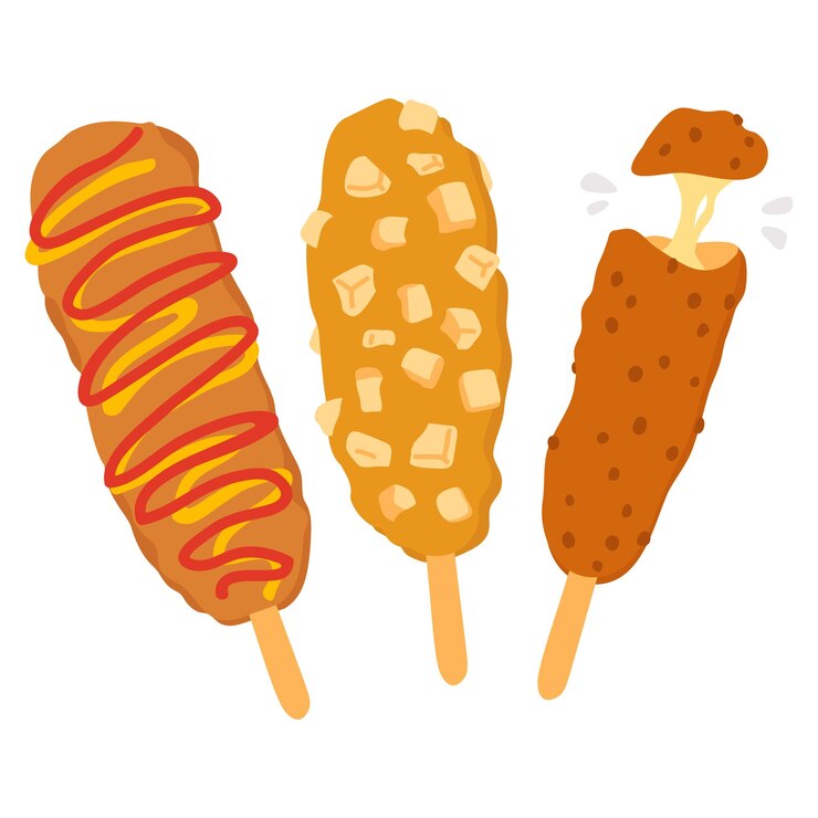 illustratie van schattige doodle Aziatische voedselmaïshonden voor print, ontwerp, wenskaart, sticker
