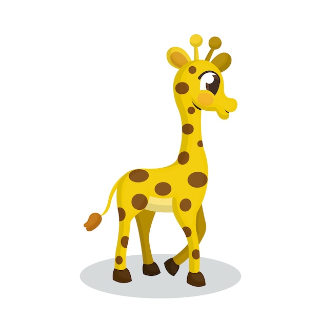 Illustratie van schattige giraffe met cartoon stijl