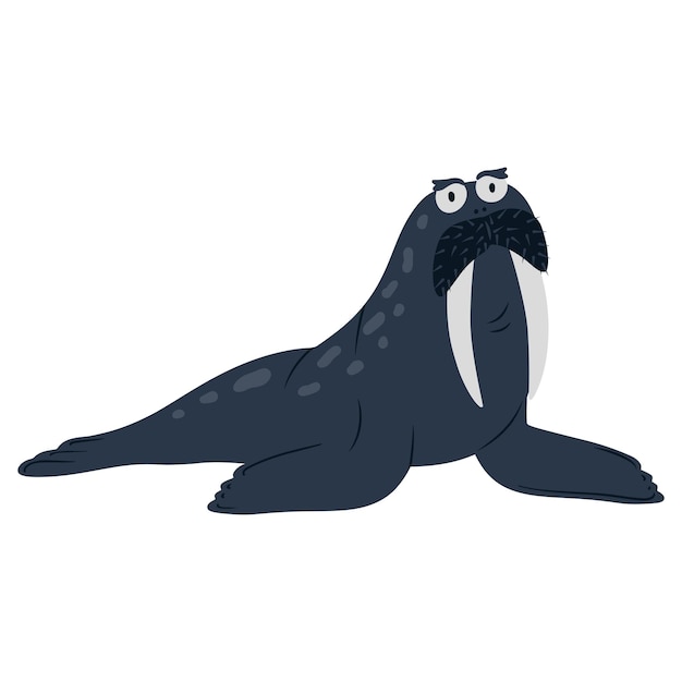 Illustratie van schattige zee walrus op witte achtergrond vector illustratie cartoon vlakke stijl