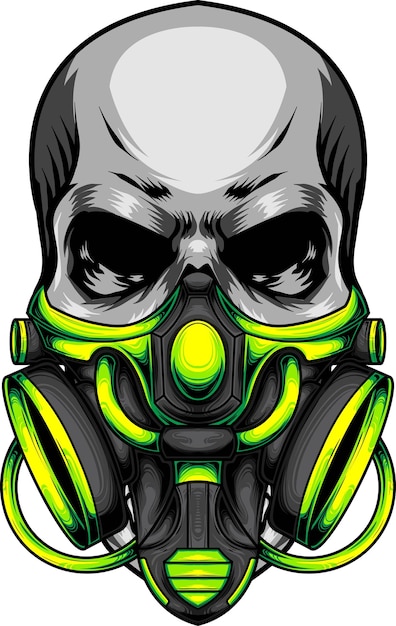 Illustratie van schedel en gasmasker met premium kwaliteit voorraad vector