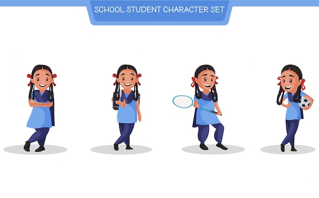 Illustratie van school student character set