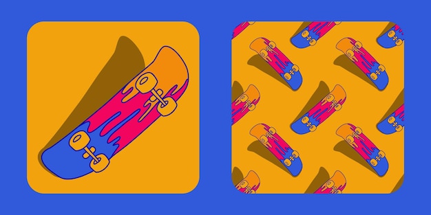 Illustratie van skateboard met ontwerppatroon