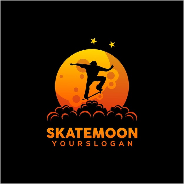 Illustratie van skater op de maangradiëntstijl